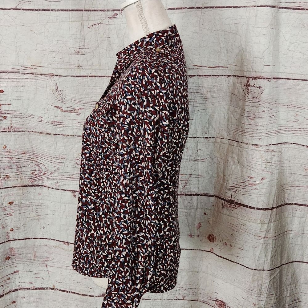 Tory Burch Button Front Patterned Blouse Size 0 - image 3